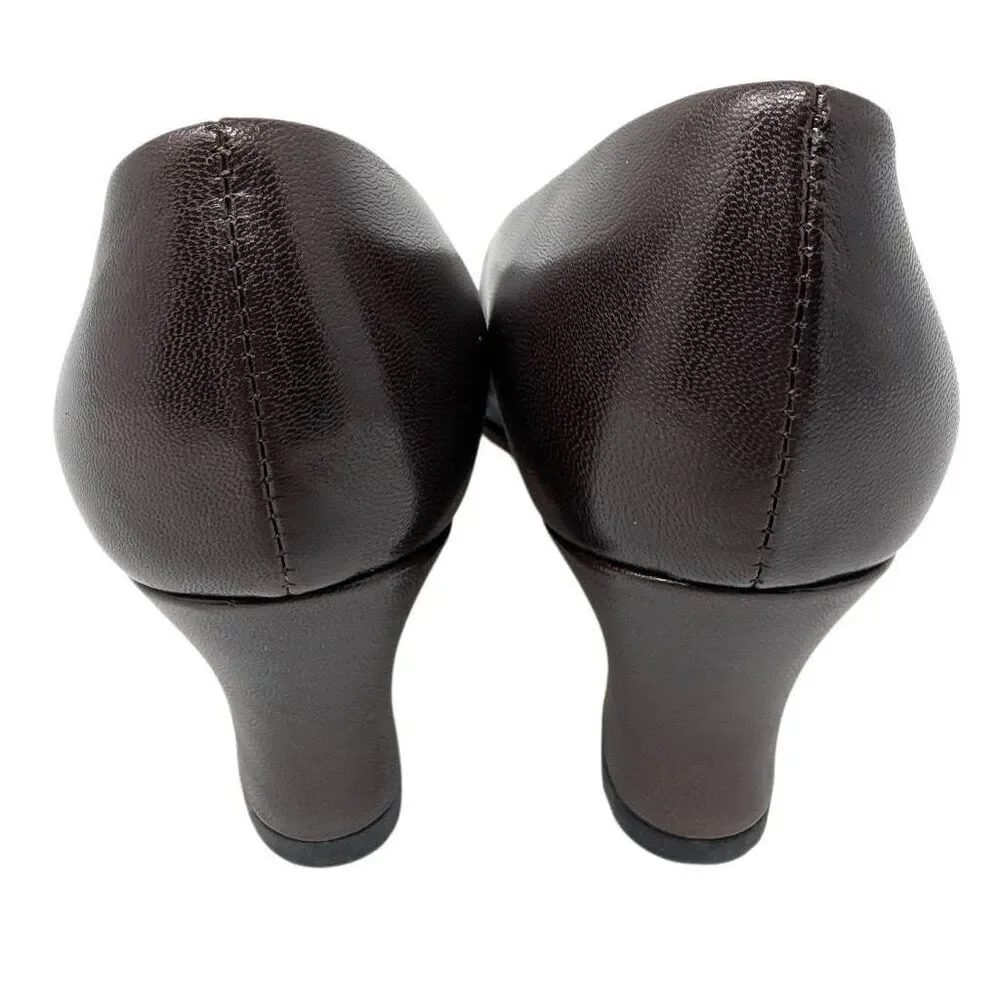 Ross Hommerson 7 Dark Brown Comfort Heels NWD Pumps Vintage Career Librarian